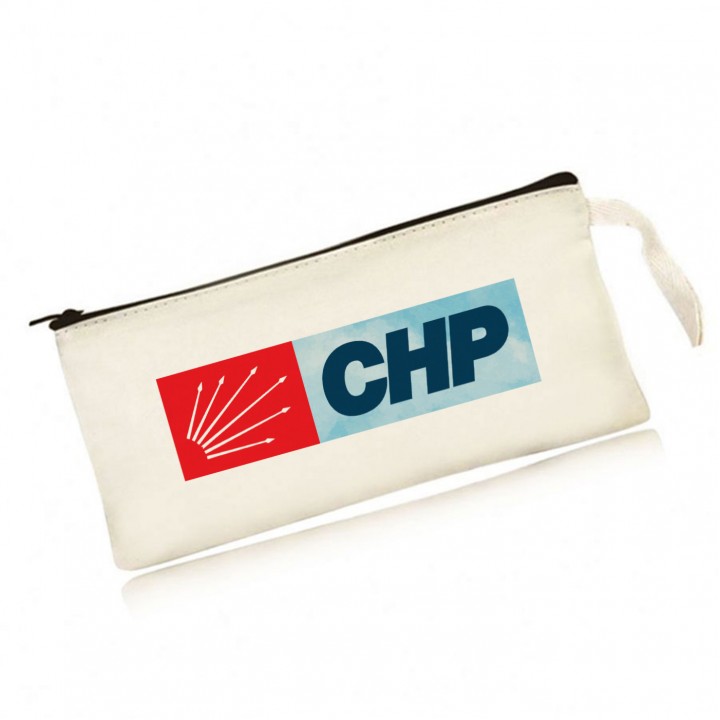 CHP Logolu Fermuarlı Ham Bez Kalemlik 20x10 cm Organik Geri Dönüştürülebilir Promosyon Model